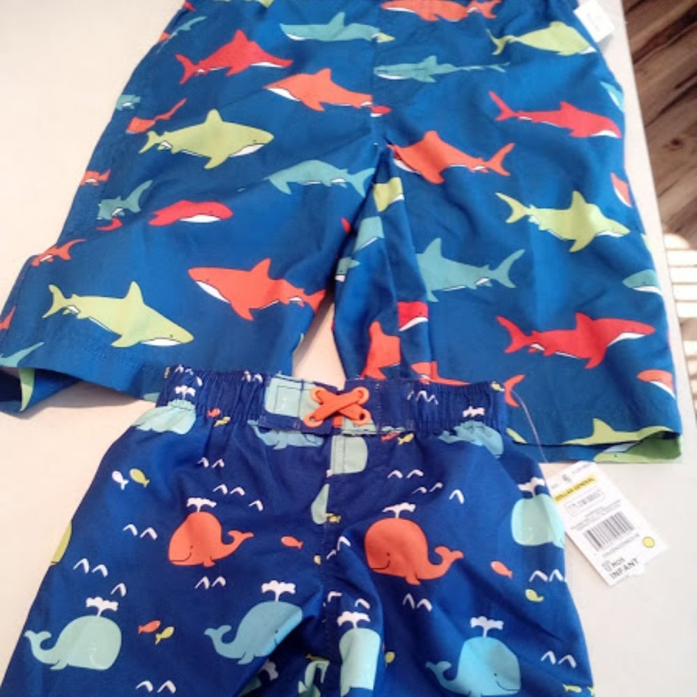 2/$12.00-NWT Matching trunks! 12mos, & 8-10Boys
